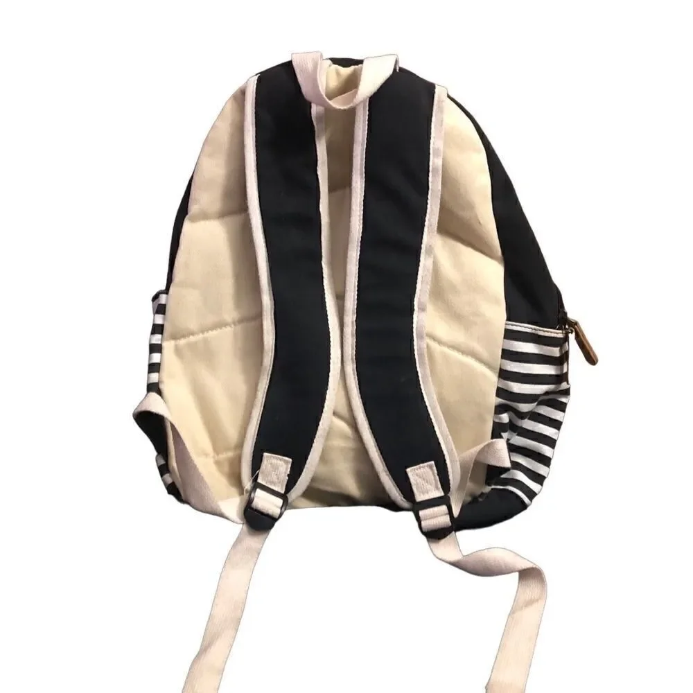 The Idyll of Collie Striped Canvas Backpack With Adjustable Straps Locker Hook.